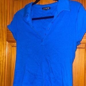 J. Crew Blue Vintage Rib Polo Shirt for Women Size Large (BH923)